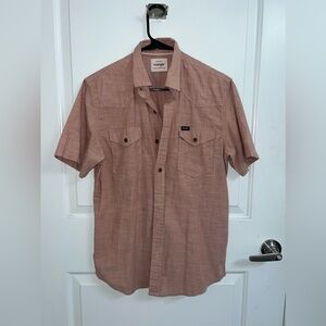 Wrangler Mens Small Short Sleeve Cowboy Cut Shirt in Salmon